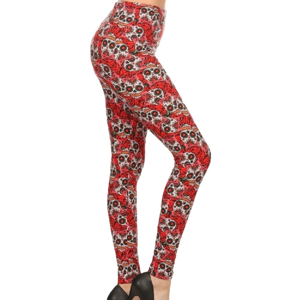 Sugar Skulls Red Ultra Soft Leggings